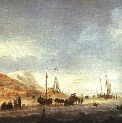 Simon de Vlieger A Beach with Shipping Offshore oil on canvas